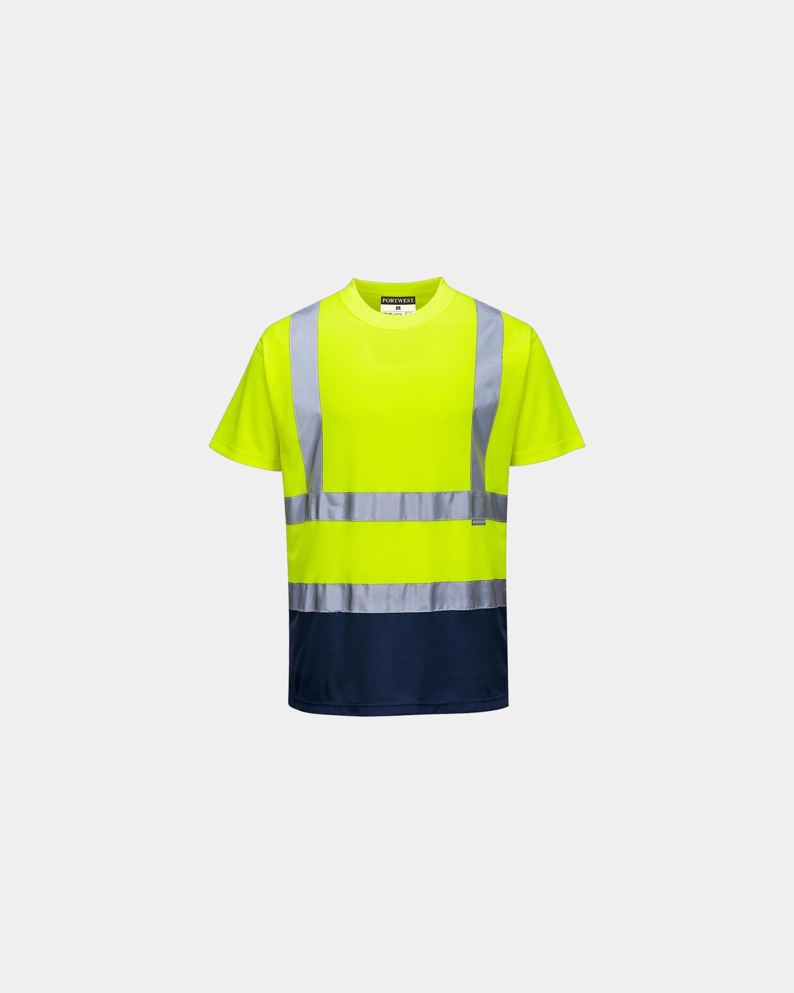 T-shirt bicolore alta visibilità da personalizzare - Giallo-Blu Navy